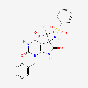molecular formula C20H15F3N4O5S B4149150 N-[1-benzyl-2,4,6-trioxo-5-(trifluoromethyl)-2,3,4,5,6,7-hexahydro-1H-pyrrolo[2,3-d]pyrimidin-5-yl]benzenesulfonamide 