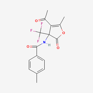 molecular formula C16H14F3NO4 B4149161 N~1~-[4-ACETYL-5-METHYL-2-OXO-3-(TRIFLUOROMETHYL)-2,3-DIHYDRO-3-FURANYL]-4-METHYLBENZAMIDE 