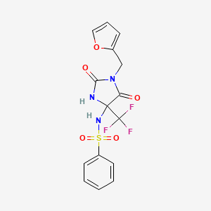 molecular formula C15H12F3N3O5S B4149166 N-[1-(furan-2-ylmethyl)-2,5-dioxo-4-(trifluoromethyl)imidazolidin-4-yl]benzenesulfonamide 