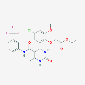 molecular formula C24H23ClF3N3O6 B4149675 Ethyl 2-[4-chloro-2-methoxy-6-(6-methyl-2-oxo-5-{[3-(trifluoromethyl)anilino]carbonyl}-1,2,3,4-tetrahydro-4-pyrimidinyl)phenoxy]acetate 