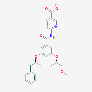 molecular formula C26H28N2O6 B041499 6-[[3-[(2S)-1-methoxypropan-2-yl]oxy-5-[(2S)-1-phenylpropan-2-yl]oxybenzoyl]amino]pyridine-3-carboxylic acid CAS No. 851884-87-2