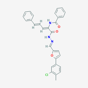 molecular formula C30H24ClN3O3 B415075 N-{1-[(2-{[5-(3-chloro-4-methylphenyl)-2-furyl]methylene}hydrazino)carbonyl]-4-phenyl-1,3-butadienyl}benzamide 