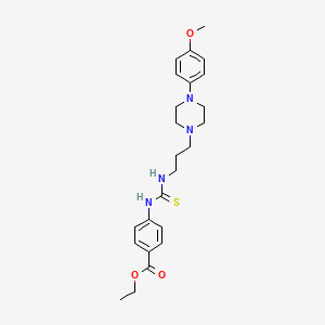 molecular formula C24H32N4O3S B4150753 ethyl 4-{[({3-[4-(4-methoxyphenyl)-1-piperazinyl]propyl}amino)carbonothioyl]amino}benzoate 