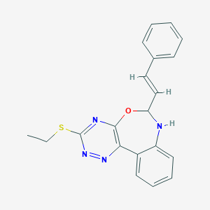 molecular formula C20H18N4OS B415091 Ethyl 6-(2-phenylvinyl)-6,7-dihydro[1,2,4]triazino[5,6-d][3,1]benzoxazepin-3-yl sulfide 