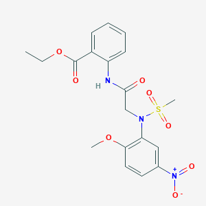 molecular formula C19H21N3O8S B4151042 ethyl 2-[[2-(2-methoxy-N-methylsulfonyl-5-nitroanilino)acetyl]amino]benzoate 