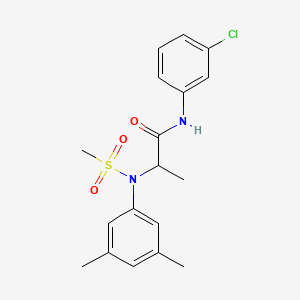 molecular formula C18H21ClN2O3S B4151097 N~1~-(3-chlorophenyl)-N~2~-(3,5-dimethylphenyl)-N~2~-(methylsulfonyl)alaninamide 