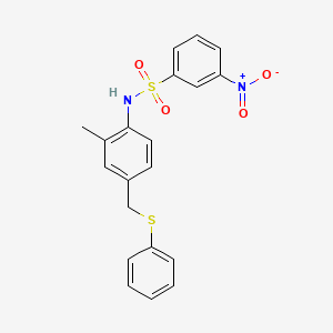 molecular formula C20H18N2O4S2 B4151113 N-{2-methyl-4-[(phenylthio)methyl]phenyl}-3-nitrobenzenesulfonamide 