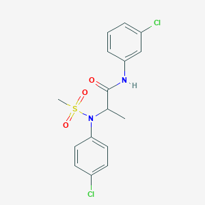 molecular formula C16H16Cl2N2O3S B4151127 N~1~-(3-chlorophenyl)-N~2~-(4-chlorophenyl)-N~2~-(methylsulfonyl)alaninamide 