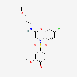 molecular formula C20H25ClN2O6S B4151222 N~2~-(4-chlorophenyl)-N~2~-[(3,4-dimethoxyphenyl)sulfonyl]-N~1~-(3-methoxypropyl)glycinamide 