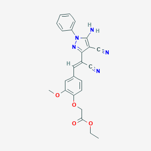 molecular formula C24H21N5O4 B415211 ethyl {4-[2-(5-amino-4-cyano-1-phenyl-1H-pyrazol-3-yl)-2-cyanovinyl]-2-methoxyphenoxy}acetate 
