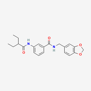 molecular formula C21H24N2O4 B4152312 N-[(2H-1,3-BENZODIOXOL-5-YL)METHYL]-3-(2-ETHYLBUTANAMIDO)BENZAMIDE 
