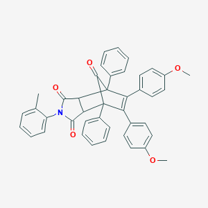 molecular formula C42H33NO5 B415234 8,9-Bis(4-methoxyphenyl)-4-(2-methylphenyl)-1,7-diphenyl-4-azatricyclo[5.2.1.0~2,6~]dec-8-ene-3,5,10-trione 