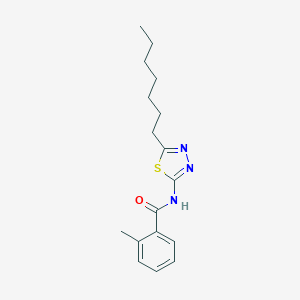 molecular formula C17H23N3OS B415328 N-(5-heptyl-1,3,4-thiadiazol-2-yl)-2-methylbenzamide 