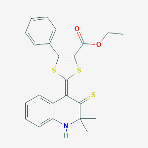 molecular formula C23H21NO2S3 B415339 ethyl (2Z)-2-(2,2-dimethyl-3-sulfanylidene-1H-quinolin-4-ylidene)-5-phenyl-1,3-dithiole-4-carboxylate CAS No. 258268-23-4