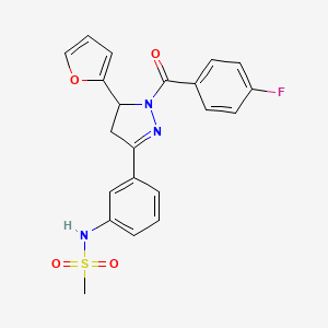 molecular formula C21H18FN3O4S B4153536 N-{3-[1-(4-FLUOROBENZOYL)-5-(FURAN-2-YL)-4,5-DIHYDRO-1H-PYRAZOL-3-YL]PHENYL}METHANESULFONAMIDE 
