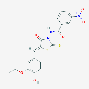 molecular formula C19H15N3O6S2 B415389 N-[5-(3-ethoxy-4-hydroxybenzylidene)-4-oxo-2-thioxo-1,3-thiazolidin-3-yl]-3-nitrobenzamide CAS No. 301158-24-7
