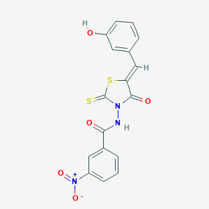 molecular formula C17H11N3O5S2 B415390 N-[5-(3-hydroxybenzylidene)-4-oxo-2-thioxo-1,3-thiazolidin-3-yl]-3-nitrobenzamide 