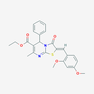 molecular formula C25H24N2O5S B415393 ethyl 2-(2,4-dimethoxybenzylidene)-7-methyl-3-oxo-5-phenyl-2,3-dihydro-5H-[1,3]thiazolo[3,2-a]pyrimidine-6-carboxylate 