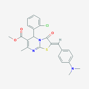 molecular formula C24H22ClN3O3S B415397 methyl 5-(2-chlorophenyl)-2-[4-(dimethylamino)benzylidene]-7-methyl-3-oxo-2,3-dihydro-5H-[1,3]thiazolo[3,2-a]pyrimidine-6-carboxylate 