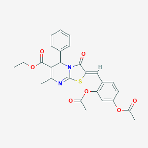 molecular formula C27H24N2O7S B415398 ethyl 2-[2,4-bis(acetyloxy)benzylidene]-7-methyl-3-oxo-5-phenyl-2,3-dihydro-5H-[1,3]thiazolo[3,2-a]pyrimidine-6-carboxylate 