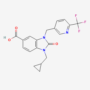 molecular formula C19H16F3N3O3 B4153996 1-(cyclopropylmethyl)-2-oxo-3-{[6-(trifluoromethyl)pyridin-3-yl]methyl}-2,3-dihydro-1H-benzimidazole-5-carboxylic acid 