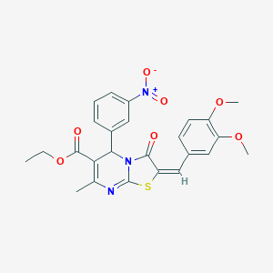 molecular formula C25H23N3O7S B415402 ethyl (2E)-2-[(3,4-dimethoxyphenyl)methylidene]-7-methyl-5-(3-nitrophenyl)-3-oxo-5H-[1,3]thiazolo[3,2-a]pyrimidine-6-carboxylate CAS No. 300377-55-3