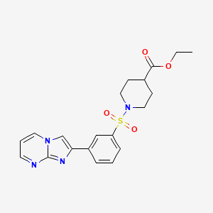 molecular formula C20H22N4O4S B4154205 ethyl 1-[(3-imidazo[1,2-a]pyrimidin-2-ylphenyl)sulfonyl]-4-piperidinecarboxylate 