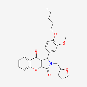 molecular formula C28H31NO6 B4154235 1-[3-Methoxy-4-(pentyloxy)phenyl]-2-(tetrahydrofuran-2-ylmethyl)-1,2-dihydrochromeno[2,3-c]pyrrole-3,9-dione 