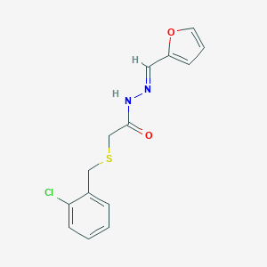 molecular formula C14H13ClN2O2S B415430 2-[(2-chlorobenzyl)sulfanyl]-N'-(2-furylmethylene)acetohydrazide 