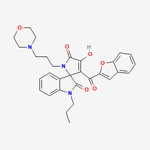 molecular formula C30H31N3O6 B4154347 3'-(1-benzofuran-2-ylcarbonyl)-4'-hydroxy-1'-[3-(4-morpholinyl)propyl]-1-propylspiro[indole-3,2'-pyrrole]-2,5'(1H,1'H)-dione 