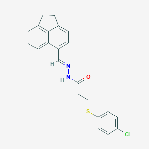 molecular formula C22H19ClN2OS B415435 3-[(4-chlorophenyl)sulfanyl]-N'-(1,2-dihydro-5-acenaphthylenylmethylene)propanohydrazide 
