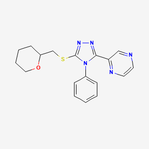 molecular formula C18H19N5OS B4154408 2-{4-phenyl-5-[(tetrahydro-2H-pyran-2-ylmethyl)thio]-4H-1,2,4-triazol-3-yl}pyrazine 