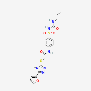 molecular formula C20H24N6O5S2 B4154426 N-[4-(butylcarbamoylsulfamoyl)phenyl]-2-[[5-(furan-2-yl)-4-methyl-1,2,4-triazol-3-yl]sulfanyl]acetamide 