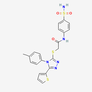 molecular formula C21H19N5O3S3 B4154432 N-[4-(aminosulfonyl)phenyl]-2-{[4-(4-methylphenyl)-5-(2-thienyl)-4H-1,2,4-triazol-3-yl]thio}acetamide 