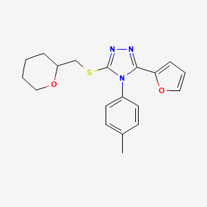 molecular formula C19H21N3O2S B4154434 3-(2-furyl)-4-(4-methylphenyl)-5-[(tetrahydro-2H-pyran-2-ylmethyl)thio]-4H-1,2,4-triazole 