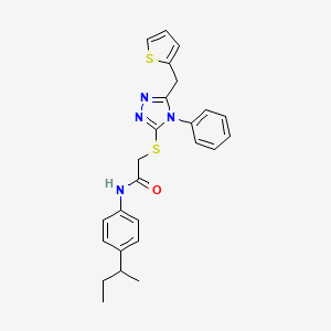 molecular formula C25H26N4OS2 B4154455 N-(4-butan-2-ylphenyl)-2-[[4-phenyl-5-(thiophen-2-ylmethyl)-1,2,4-triazol-3-yl]sulfanyl]acetamide 