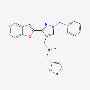 molecular formula C24H22N4O2 B4154482 1-[3-(1-benzofuran-2-yl)-1-benzyl-1H-pyrazol-4-yl]-N-(5-isoxazolylmethyl)-N-methylmethanamine 