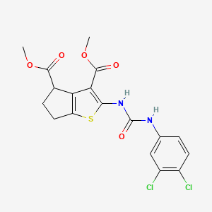 molecular formula C18H16Cl2N2O5S B4154487 dimethyl 2-(3-(3,4-dichlorophenyl)ureido)-5,6-dihydro-4H-cyclopenta[b]thiophene-3,4-dicarboxylate 