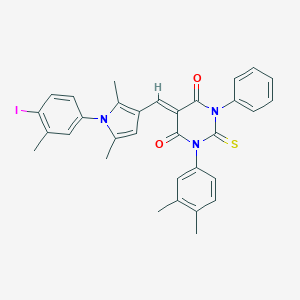 1-(3,4-dimethylphenyl)-5-{[1-(4-iodo-3-methylphenyl)-2,5-dimethyl-1H-pyrrol-3-yl]methylene}-3-phenyl-2-thioxodihydro-4,6(1H,5H)-pyrimidinedione