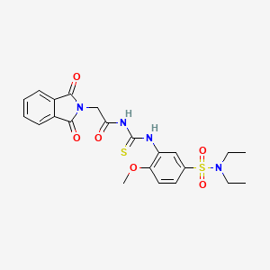molecular formula C22H24N4O6S2 B4154591 N-[({5-[(diethylamino)sulfonyl]-2-methoxyphenyl}amino)carbonothioyl]-2-(1,3-dioxo-1,3-dihydro-2H-isoindol-2-yl)acetamide 