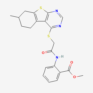 molecular formula C21H21N3O3S2 B4154670 methyl 2-({[(7-methyl-5,6,7,8-tetrahydro[1]benzothieno[2,3-d]pyrimidin-4-yl)thio]acetyl}amino)benzoate 