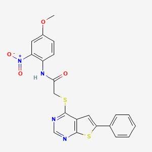 molecular formula C21H16N4O4S2 B4154684 N-(4-methoxy-2-nitrophenyl)-2-(6-phenylthieno[2,3-d]pyrimidin-4-yl)sulfanylacetamide 