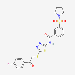 molecular formula C21H19FN4O4S3 B4154691 N-(5-{[2-(4-fluorophenyl)-2-oxoethyl]thio}-1,3,4-thiadiazol-2-yl)-3-(1-pyrrolidinylsulfonyl)benzamide 