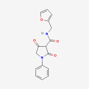 molecular formula C16H14N2O4 B4154804 N-(furan-2-ylmethyl)-2,4-dioxo-1-phenylpyrrolidine-3-carboxamide 