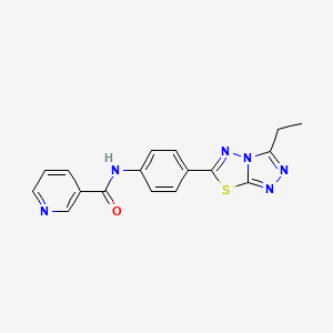 molecular formula C17H14N6OS B4154838 N-[4-(3-ethyl[1,2,4]triazolo[3,4-b][1,3,4]thiadiazol-6-yl)phenyl]nicotinamide 