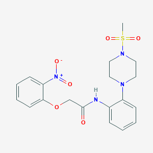 molecular formula C19H22N4O6S B4154893 N-{2-[4-(methylsulfonyl)-1-piperazinyl]phenyl}-2-(2-nitrophenoxy)acetamide 