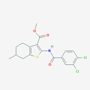 molecular formula C18H17Cl2NO3S B415504 Methyl 2-[(3,4-dichlorobenzoyl)amino]-6-methyl-4,5,6,7-tetrahydro-1-benzothiophene-3-carboxylate 