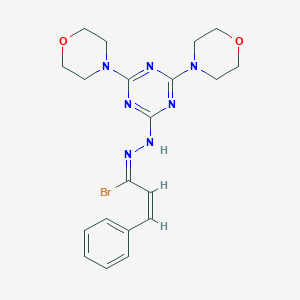 molecular formula C20H24BrN7O2 B415573 N-[4,6-di(4-morpholinyl)-1,3,5-triazin-2-yl]-3-phenyl-2-propenehydrazonoyl bromide 
