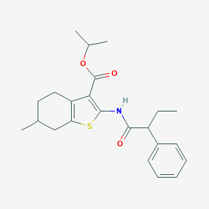 molecular formula C23H29NO3S B415767 Isopropyl 6-methyl-2-[(2-phenylbutanoyl)amino]-4,5,6,7-tetrahydro-1-benzothiophene-3-carboxylate 