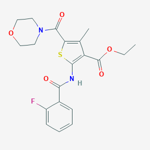 molecular formula C20H21FN2O5S B415771 ETHYL 2-[(2-FLUOROBENZOYL)AMINO]-4-METHYL-5-(MORPHOLINOCARBONYL)-3-THIOPHENECARBOXYLATE 